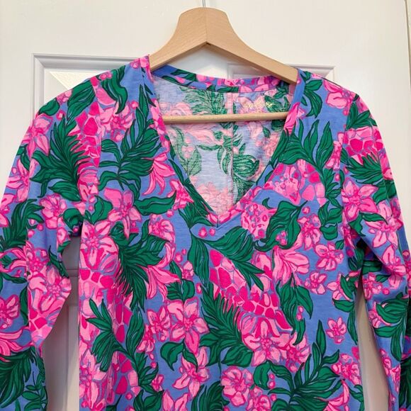 NWT Lilly Pulitzer  Tessa Dress Floral  V-Neck Size XS Tropical Palm Beach - Picture 5 of 9